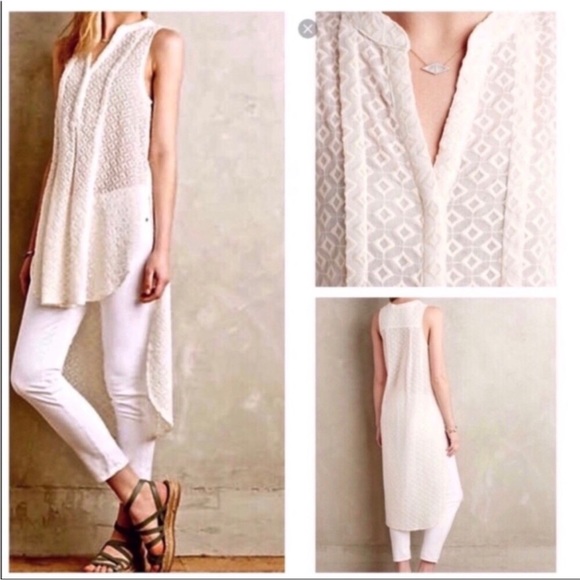 HD in Paris Anthropologie High Low Tunic in Cream - Picture 1 of 11